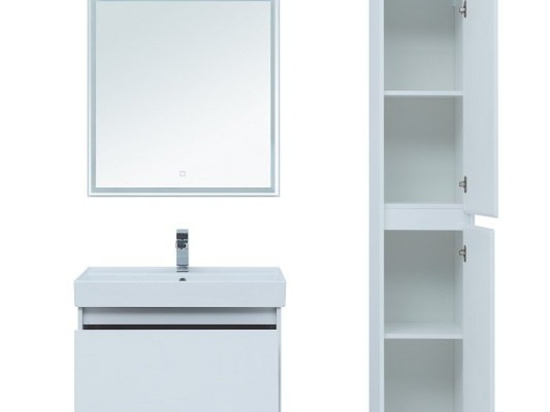 Тумба под раковину Aquanet Nova Lite 75, 1 + 1 ящик в ящике, белый глянец (242275)
