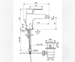 Смеситель Ideal Standard Cerafine Model D для биде, хром, BC492AA