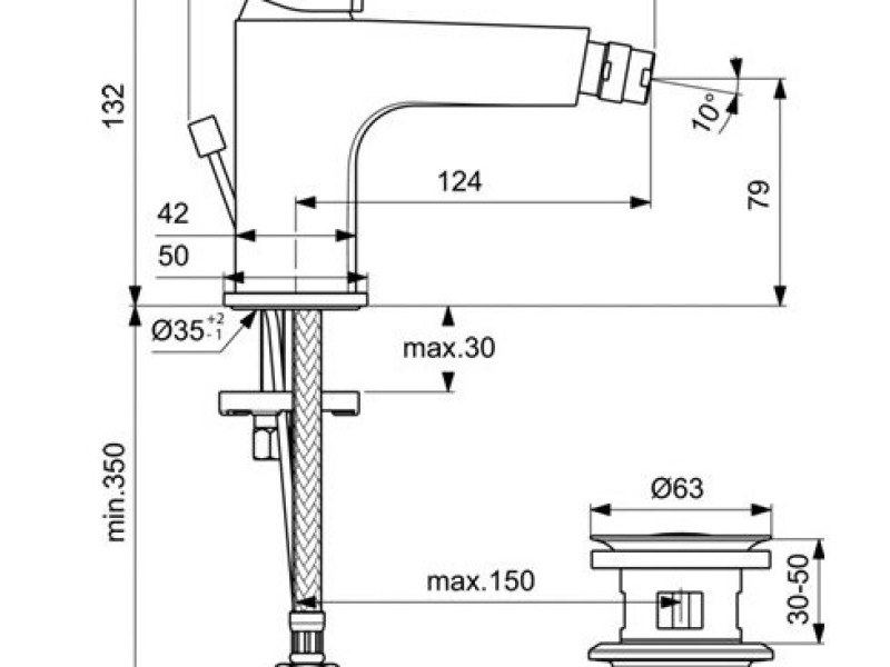 Смеситель Ideal Standard Cerafine Model D для биде, хром, BC492AA