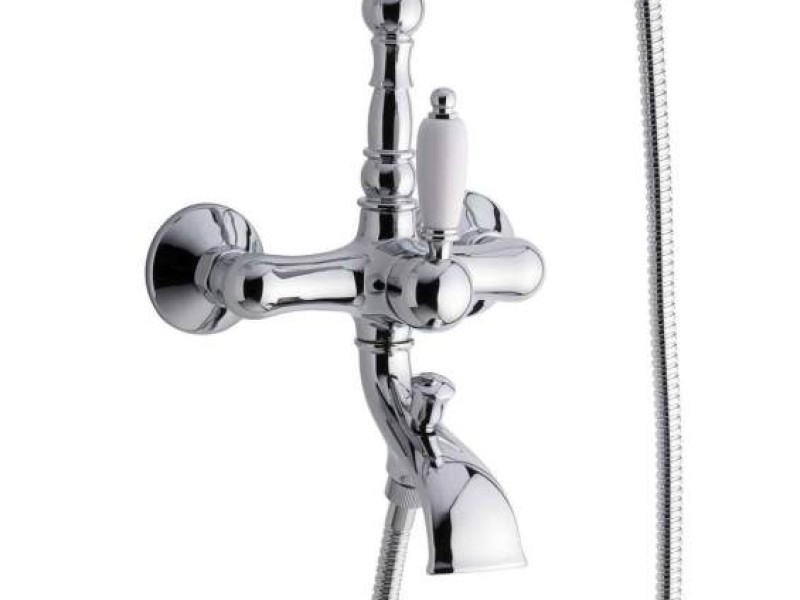 Смеситель для ванны и душа Emmevi Laguna 40011BС, белый/хром