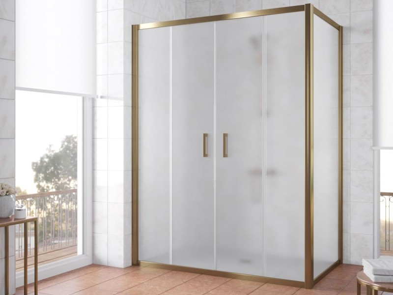 Душевой уголок Vegas Glass Z2P+ZPV, 180 x 70 x 190 см, профиль бронза, стекло сатин