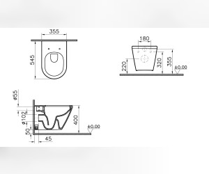 Подвесной унитаз Vitra Integra безободковый, 7041B003-0075