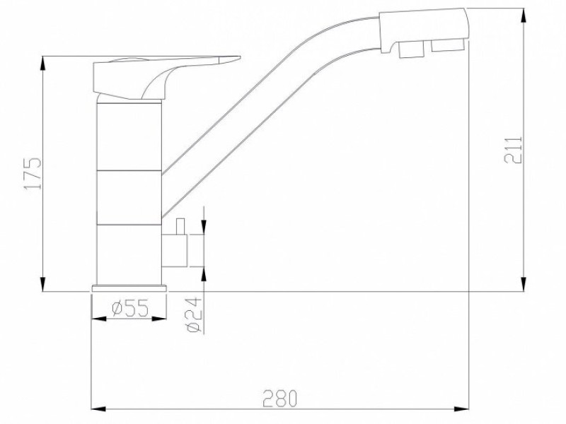 Смеситель Zorg Steel Hammer SH 321 SATIN для кухни под фильтр, нержавеющая сталь