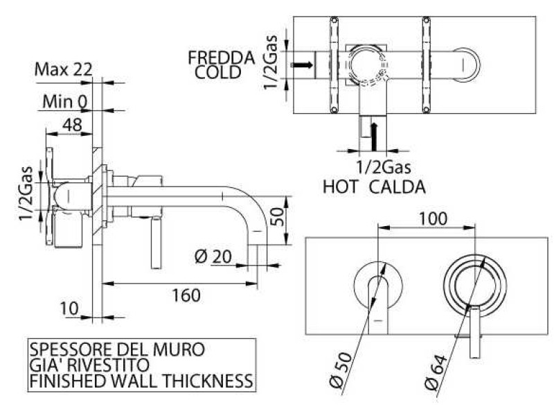 Смеситель Bandini Stel 960320PN00CC для раковины, никель