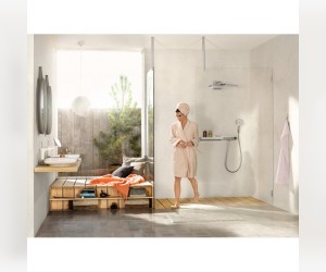 Верхний душ Hansgrohe Rainmaker Select 24003400, 460 x 270 мм, 1 режим струи, с держателем, белый/хром