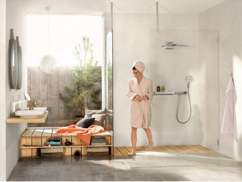 Верхний душ Hansgrohe Rainmaker Select 24003400, 460 x 270 мм, 1 режим струи, с держателем, белый/хром