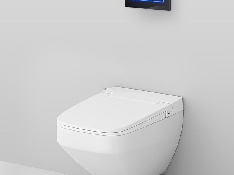 Инсталляция Am.Pm Inspire 2.0, IS450A38.CCC50A с безободковым унитазом Inspire V2.0 FlashClean с электронным биде, клавиша Touch Pro стекло, черное