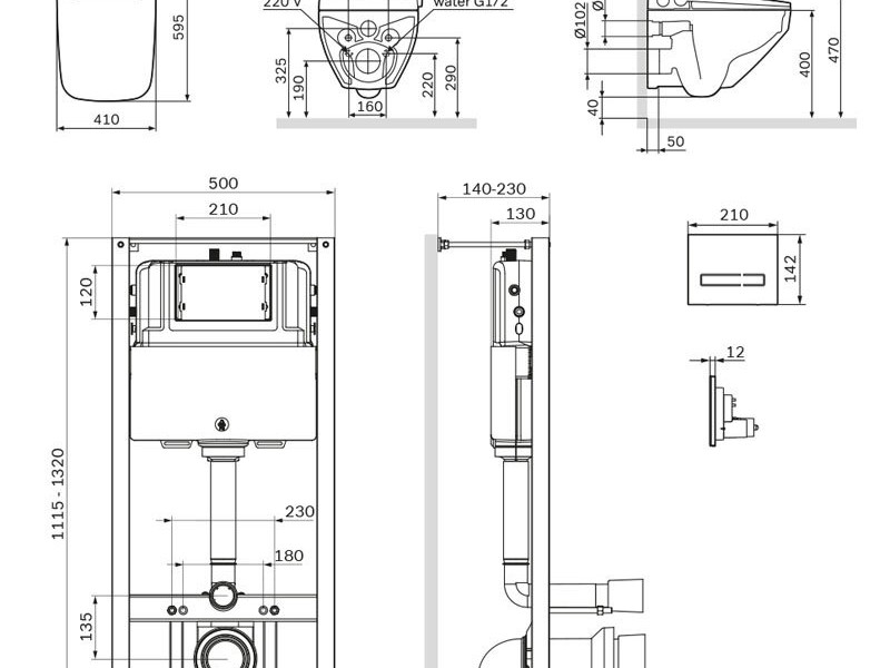Инсталляция Am.Pm Inspire 2.0, IS450A38.CCC50A с безободковым унитазом Inspire V2.0 FlashClean с электронным биде, клавиша Touch Pro стекло, черное