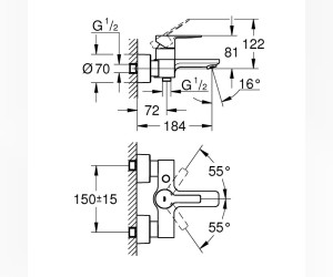 Смеситель Grohe Lineare New для ванны и душа, темный графит, 33849AL1