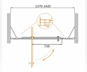 Душевая дверь Cezares Molveno-BA-12-100+40-C-Cr-IV, 140 x 190 см, стекло прозрачное, хром