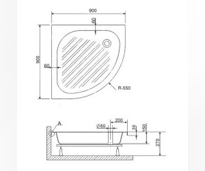 Душевой поддон RGW BP/CL-S 16180399-51 90 x 90 см акриловый, четверть круга, цвет белый