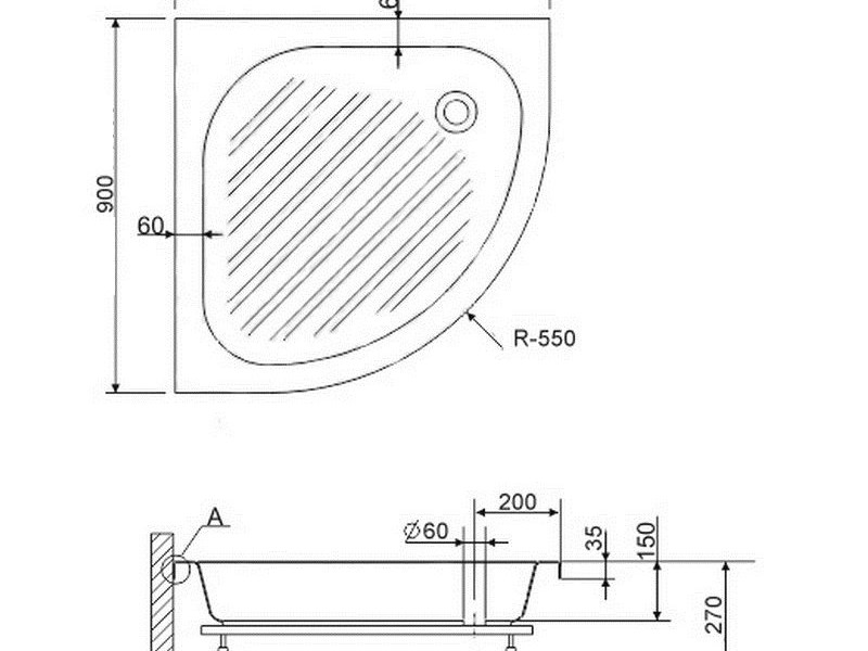 Душевой поддон RGW BP/CL-S 16180399-51 90 x 90 см акриловый, четверть круга, цвет белый