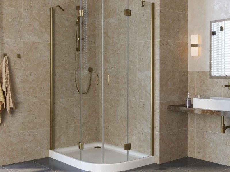 Душевой уголок Vegas Glass AFS-F Lux, 110 x 100 x 189.5 см, профиль бронза, стекло прозрачное