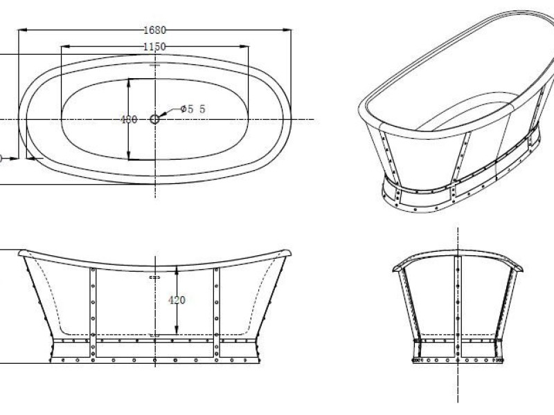 Ванна акриловая BelBagno BB33-CF36 168 x 78 x 71 см, цвет серый матовый (CF36)