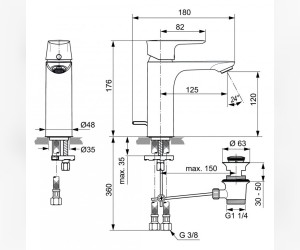 Смеситель Ideal Standard Connect Air Grande Project для раковины, хром, A7053AA