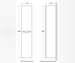 Шкаф-пенал BelBagno Acqua-1600, 32 см, Bianco Lucido, белый глянцевый, ACQUA-1600-2A-SC-BL-P