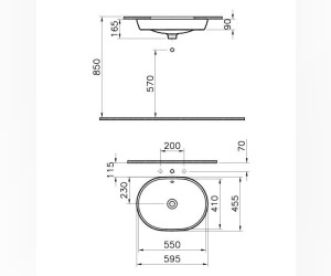 Раковина Vitra Metropole 5942B003-1082 60 см встраиваемая снизу, с переливом