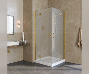 Душевой уголок Vegas Glass AFA Lux, 90 x 90 x 199.5 см, профиль золото, стекло флёр-де-лис
