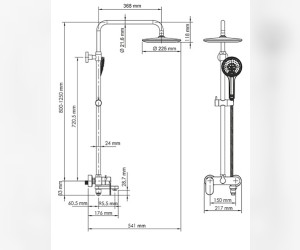 Душевая система WasserKRAFT A17401, покрытие Soft-touch