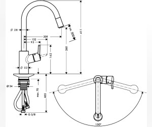 Смеситель Hansgrohe Talis S Variarc 14872000 для кухни