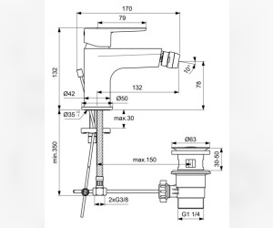 Смеситель Ideal Standard Cerafine Model O для биде, хром, BC498AA
