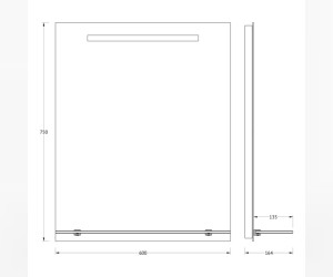 Зеркало с полочкой и LED-светильником Evoform Ledline-S BY 2154 60х75 см