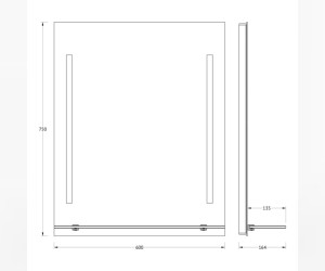 Зеркало с полочкой и LED-светильниками Evoform Ledline-S BY 2162 60х75 см