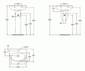 Раковина Vidima СЕВА ЛУП (BOX) (Seva Loop) W406861, подвесная, белая, 50*37 см