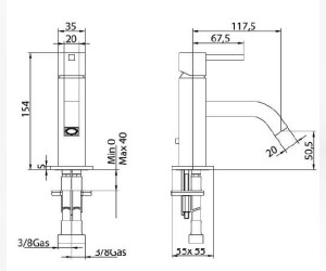 Смеситель Bandini Ice Cube 7501200001LR для раковины, хром/ручка белый дуб