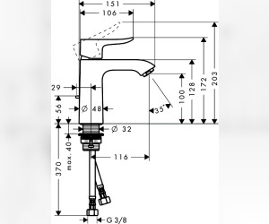 Смеситель Hansgrohe Metris 31080000 для раковины, со сливным гарнитуром Смеситель Hansgrohe Metris 31080000 для раковины, со сливным гарнитуром
