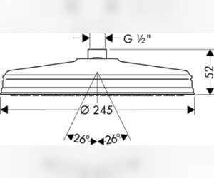 Верхний душ AXOR Carlton 28474000, 24,5x24,5 см,1 режим струи, без держателя