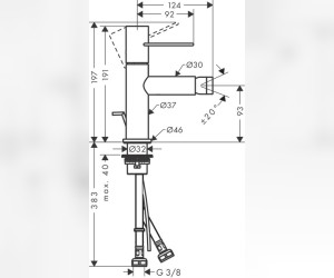 Смеситель для биде Axor Uno 38211930 с донным клапаном, латунь