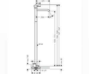 Смеситель для раковины Axor Uno 38037820 напольный, шлифованный никель
