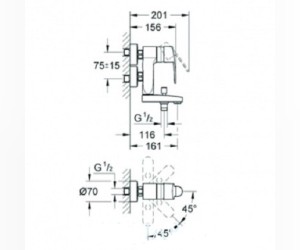 Смеситель Grohe Eurostyle Cosmopolitan Vertica 23301000 для ванны и душа