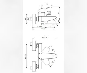 Смеситель для ванны и душа Ideal Standard Ceraflex B1740AA Смеситель для ванны и душа Ideal Standard Ceraflex B1740AA