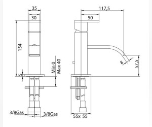 Смеситель Bandini Ice Cube 2 750120PN04LR для раковины, хром/ручка белый дуб