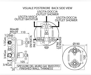 Смеситель Bandini Antica 824820PN06D для ванны и душа термостатический, никель