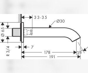 Излив для ванны Axor Uno 38411000, хром