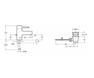 Смеситель Jacob Delafon Cuff E37301-CP для раковины с донным клапаном Смеситель Jacob Delafon Cuff E37301-CP для раковины с донным клапаном