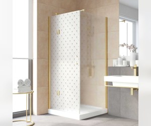 Душевой уголок Vegas Glass AFP-Fis Lux, 110 x 100 x 199.5 см, профиль золото, стекло флёр-де-лис, AFP-Fis Lux 110 09 R05