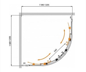 Душевой уголок Cezares Molveno-R-22-100+20-P-Cr, 120 x 120 x 190 см, стекло текстурное Punto, хром