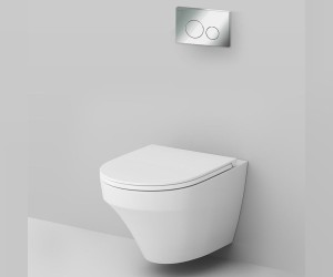 Инсталляция Am.Pm Inspire, IS49051.501700 с безободковым унитазом Inspire FlashClean, клавиша Pro L глянцевый хром, крышка микролифт