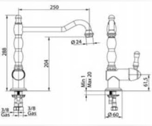 Смеситель Bandini Antico 857620ZZ00 для кухни, цирконий/ручка керамическая Antico
