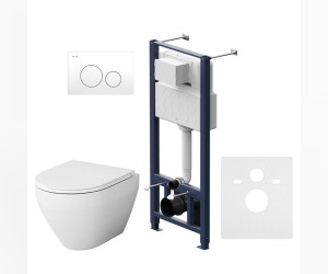 Инсталляция Am.Pm Spirit V2.0, IS49001.701700 с безободковым унитазом Spirit V2.0 FlashClean, клавиша Pro L белая, крышка микролифт