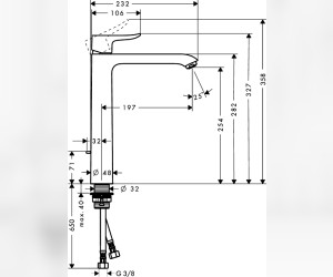 Смеситель для раковины Hansgrohe Metris 31082000, д/к, высокий Смеситель для раковины Hansgrohe Metris 31082000, д/к, высокий