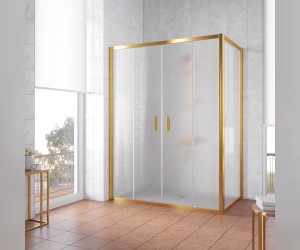 Душевой уголок Vegas Glass Z2P+ZPV, 150 x 80 x 190 см, профиль золото, стекло шиншилла