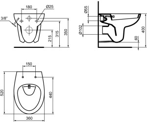 Подвесной унитаз Ideal Standard Ecco W705501 с функцией биде
