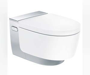 Электронный унитаз подвесной Geberit AquaClean mera comfort 146.214.21.1 с функцией биде и системой удаления запахов, цвет глянцевый хром