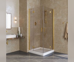 Душевой уголок Vegas Glass AFA Lux, 100 x 100 x 199.5 см, профиль золото, стекло бронза