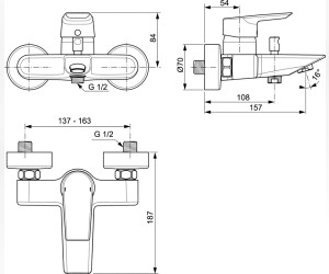 Смеситель для ванны и душа Ideal Standard Tesi A6583AA